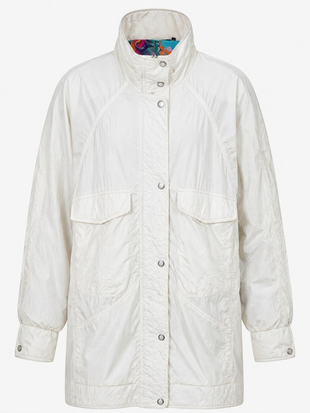 Vintage Andy Johns White Nylon Windbreaker Jacket M Sporty 90s Outerwear Retro